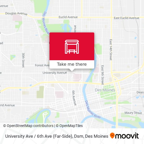 University Ave / 6th Ave (Far-Side), Dsm map