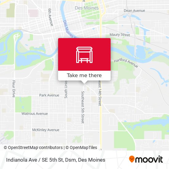 Indianola Ave / SE 5th St, Dsm map