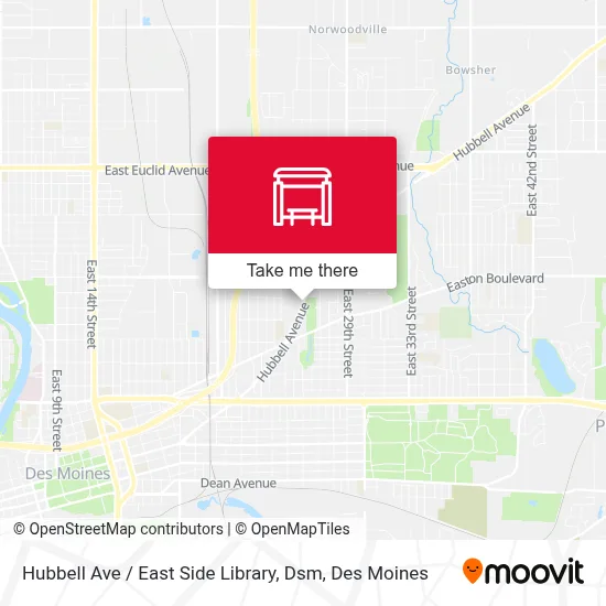 Hubbell Ave / East Side Library, Dsm map