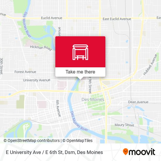 E University Ave / E 6th St, Dsm map