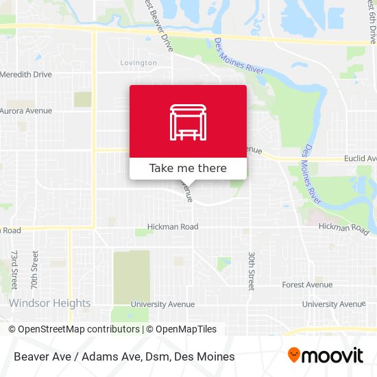 Beaver Ave / Adams Ave, Dsm map