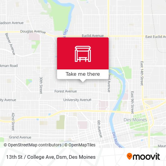 13th St / College Ave, Dsm map