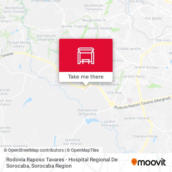 Mapa Rodovia Raposo Tavares - Hospital Regional De Sorocaba