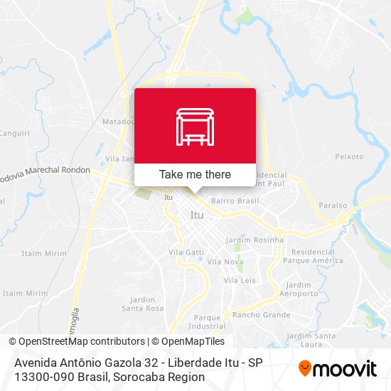 Mapa Avenida Antônio Gazola 32 - Liberdade Itu - SP 13300-090 Brasil