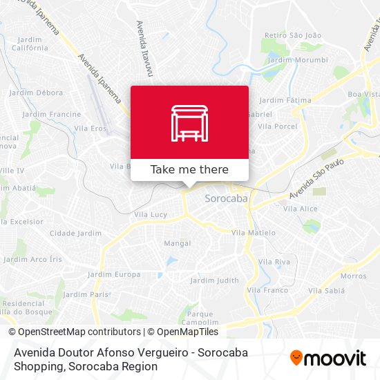 Avenida Doutor Afonso Vergueiro - Sorocaba Shopping map