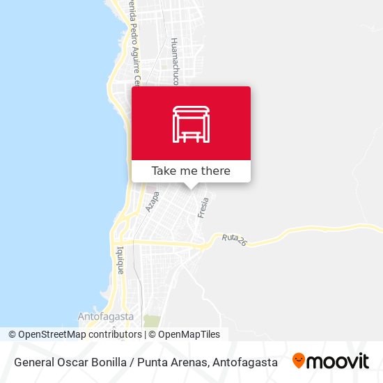 Mapa de General Oscar Bonilla / Punta Arenas