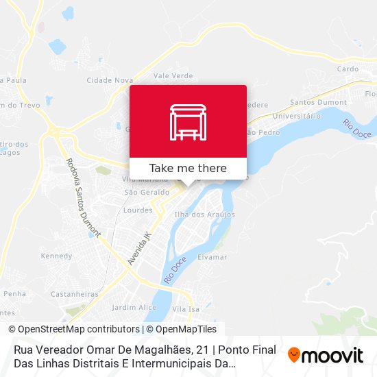 Mapa Rua Vereador Omar De Magalhães, 21 | Ponto Final Das Linhas Distritais E Intermunicipais Da Valadarense