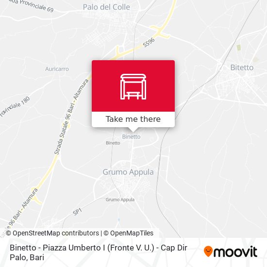 Binetto - Piazza Umberto I (Fronte V. U.) - Cap Dir Palo map