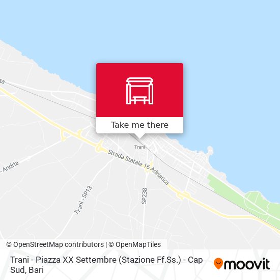 Trani - Piazza XX Settembre (Stazione Ff.Ss.) - Cap Sud map