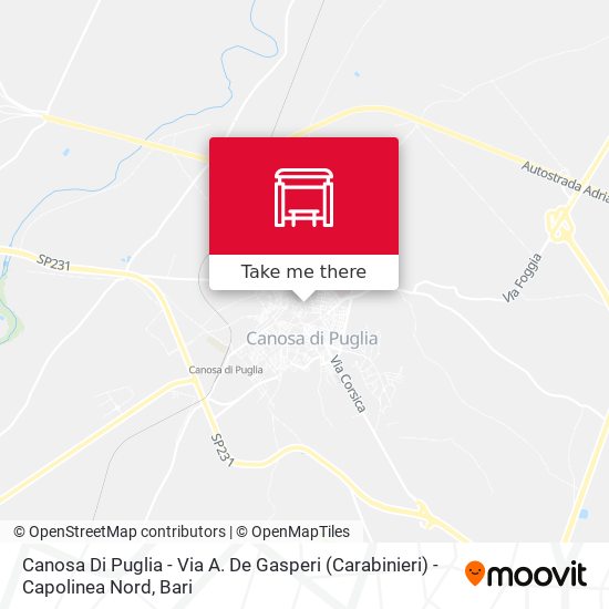Canosa Di Puglia - Via A. De Gasperi (Carabinieri) - Capolinea Nord map