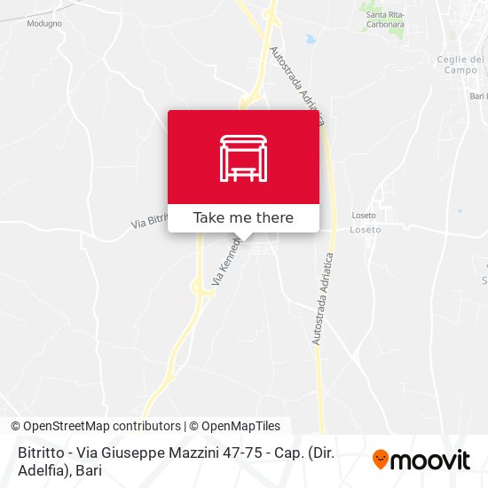 Bitritto - Via Giuseppe Mazzini 47-75 - Cap. (Dir. Adelfia) map