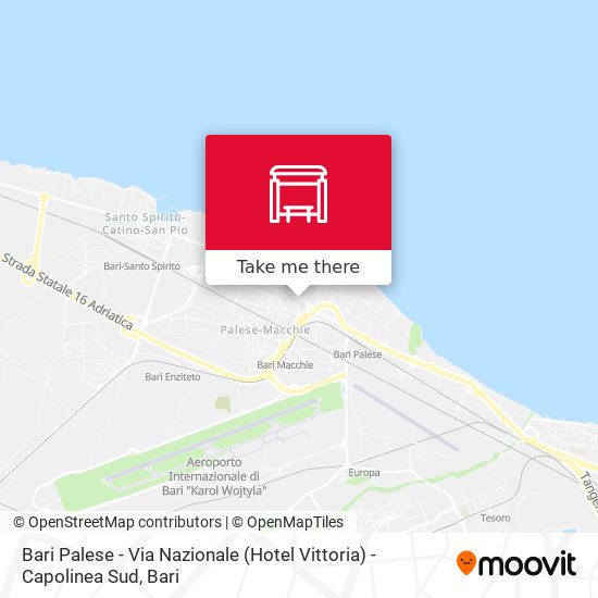 Bari Palese - Via Nazionale (Hotel Vittoria) - Capolinea Sud map