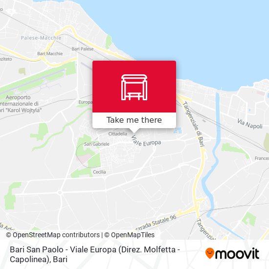 Bari San Paolo - Viale Europa (Direz. Molfetta - Capolinea) map