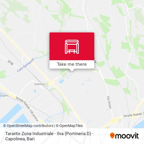Taranto Zona Industriale - Ilva (Portineria D) - Capolinea map