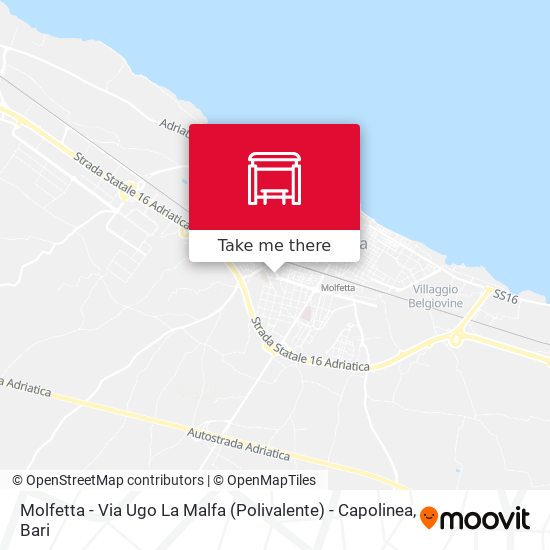 Molfetta - Via Ugo La Malfa (Polivalente) - Capolinea map