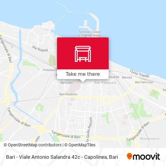 Bari - Viale Antonio Salandra 42c - Capolinea map