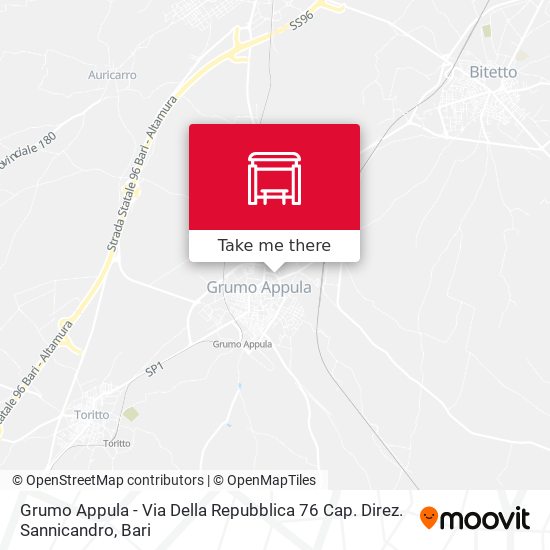 Grumo Appula - Via Della Repubblica 76 Cap. Direz. Sannicandro map