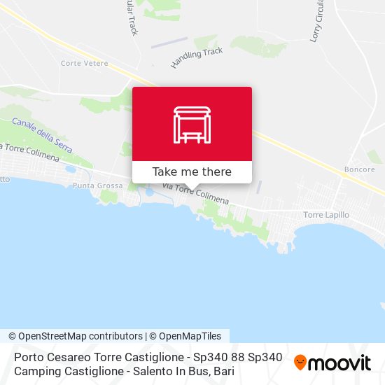 Porto Cesareo Torre Castiglione - Sp340 88 Sp340 Camping Castiglione - Salento In Bus map