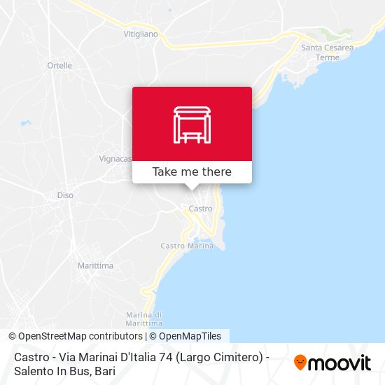 Castro - Via Marinai D'Italia 74 (Largo Cimitero) - Salento In Bus map