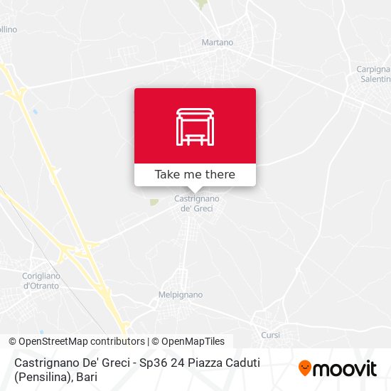 Castrignano De' Greci - Sp36 24 Piazza Caduti (Pensilina) map
