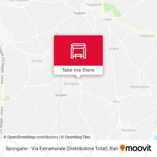 Spongano - Via Extramurale (Distributore Total) map