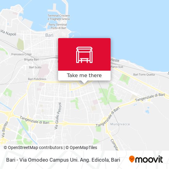 Bari - Via Omodeo Campus Uni. Ang. Edicola map