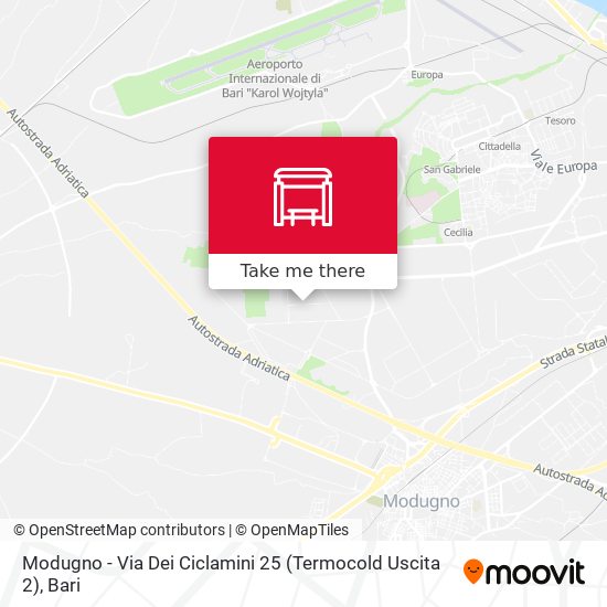 Modugno - Via Dei Ciclamini 25 (Termocold Uscita 2) map