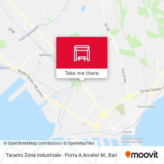 Taranto Zona Industriale - Porta A  Arcelor M. map