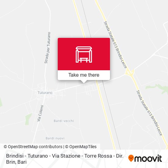 Brindisi - Tuturano - Via Stazione - Torre Rossa - Dir. Brin map