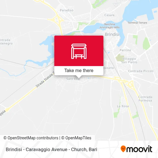 Brindisi - Caravaggio Avenue - Church map