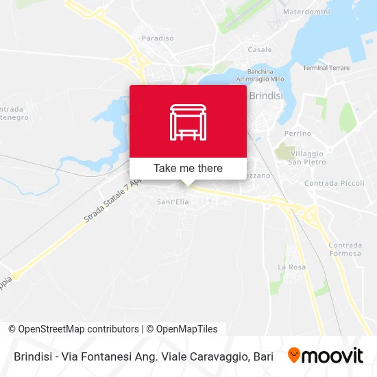 Brindisi - Via Fontanesi Ang. Viale Caravaggio map