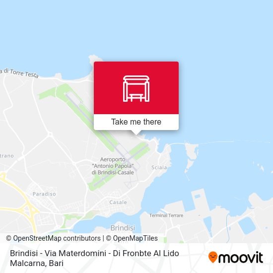 Brindisi - Via Materdomini - Di Fronbte Al Lido Malcarna map