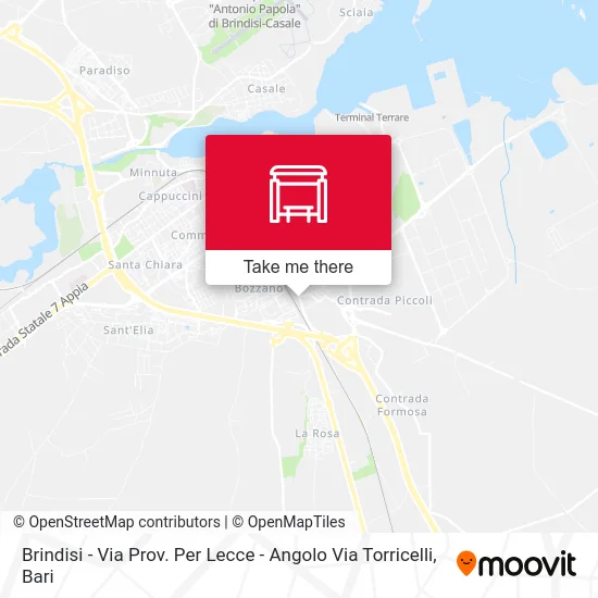 Brindisi - Provincial Road To Lecce - Corner Torricelli Street map