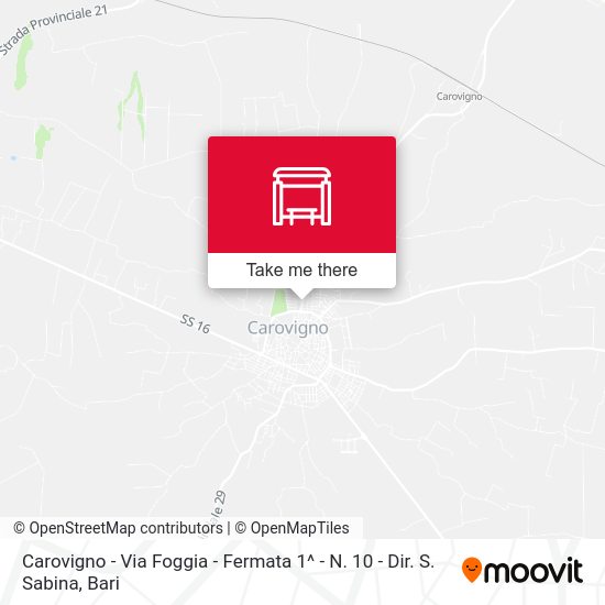 Carovigno - Via Foggia - Fermata 1^ - N. 10 - Dir. S. Sabina map