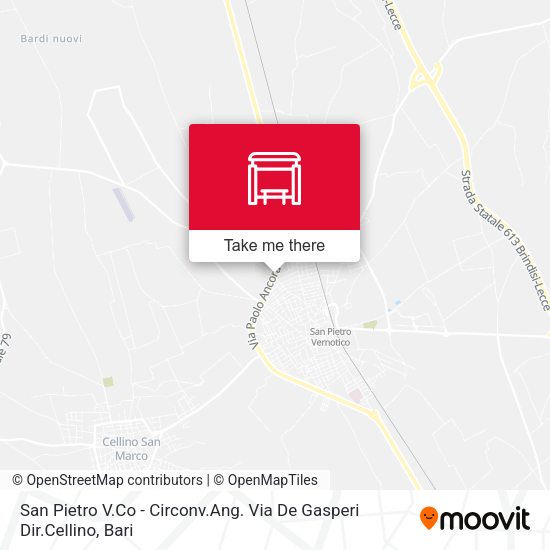 San Pietro V.Co - Circonv.Ang. Via De Gasperi Dir.Cellino map