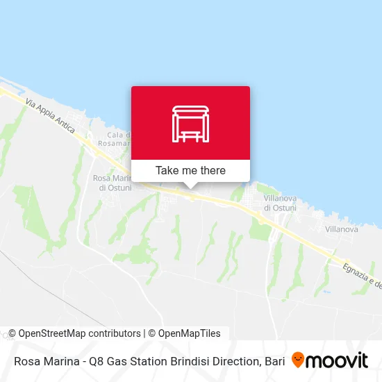 Rosa Marina - Q8 Gas Station Brindisi Direction map