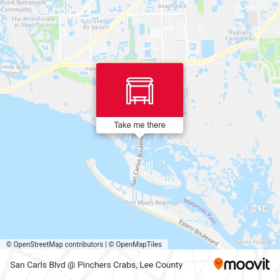 Mapa de San Carls Blvd @ Pinchers Crabs