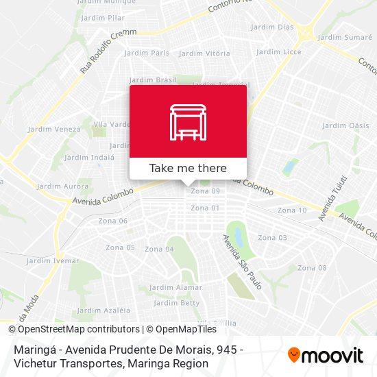 Maringá - Avenida Prudente De Morais, 945 - Vichetur Transportes map