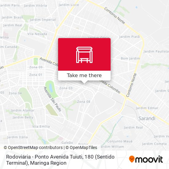 Rodoviária - Ponto Avenida Tuiuti, 180  (Sentido Terminal) map