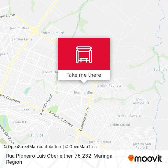 Mapa Rua Pioneiro Luís Oberleitner, 76-232