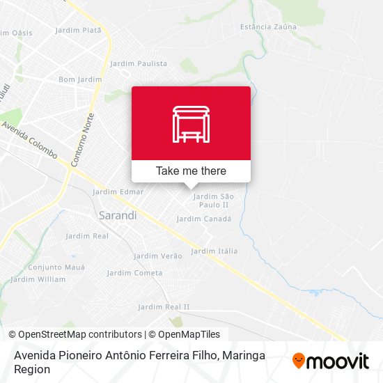 Mapa Avenida Pioneiro Antônio Ferreira Filho