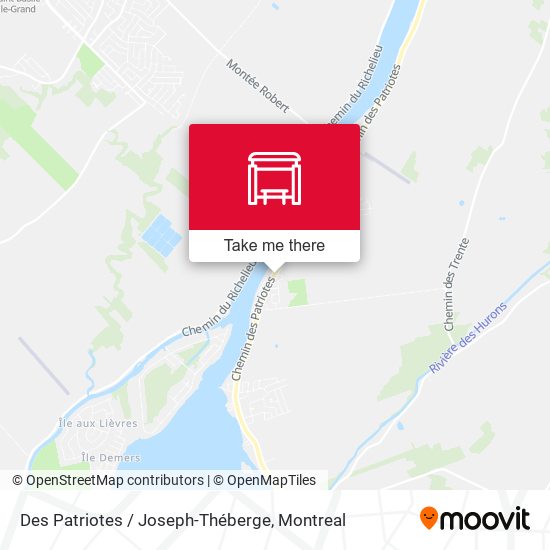 Des Patriotes / Joseph-Théberge map