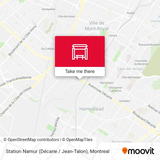 Station Namur (Décarie / Jean-Talon) map