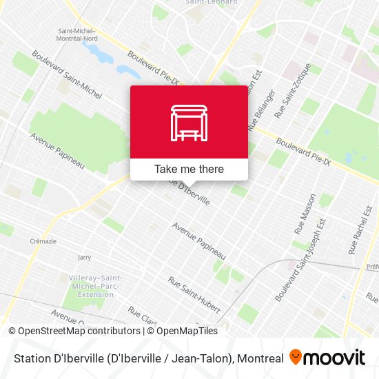 Station D'Iberville (D'Iberville / Jean-Talon) map