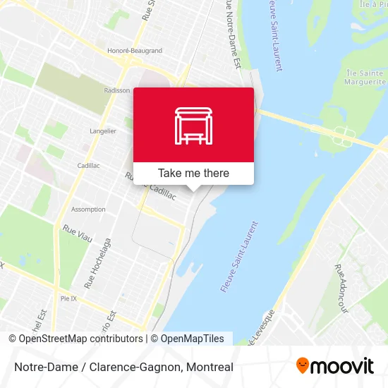 Notre-Dame / Clarence-Gagnon map