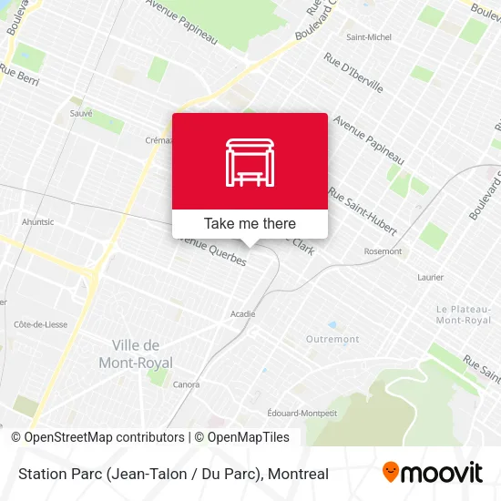 Station Parc (Jean-Talon / Du Parc) map