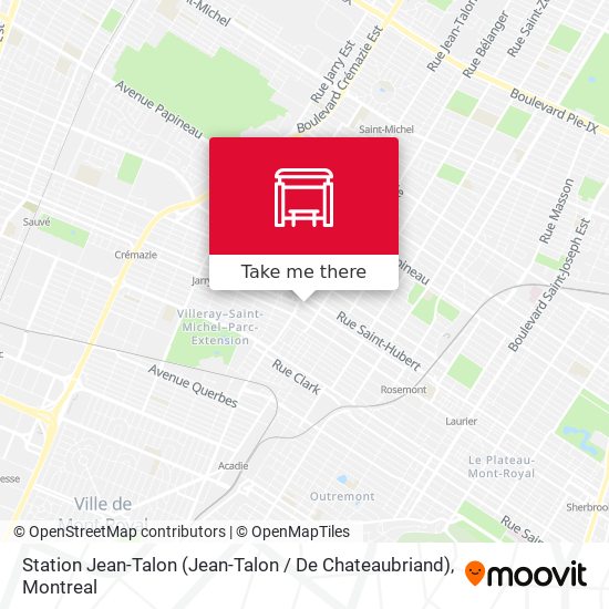 Station Jean-Talon (Jean-Talon / De Chateaubriand) map