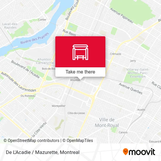 De L'Acadie / Mazurette map