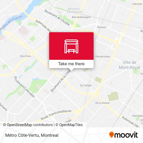 Métro Côte-Vertu map