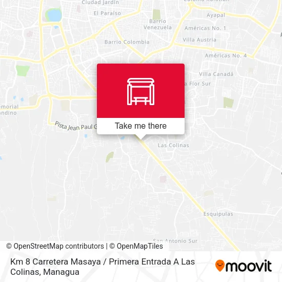 Mapa de Km 8 Carretera Masaya / Primera Entrada A Las Colinas